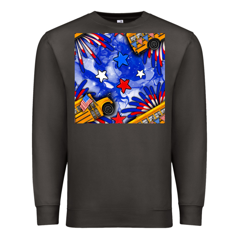 4th Of July School Bus Seamless Pattern Premium Sweatshirt by BundleAndBundleShop | Teevron