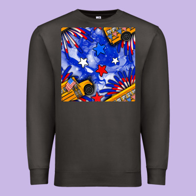 4th Of July School Bus Seamless Pattern Premium Sweatshirt Designed By Bundleandbundleshop