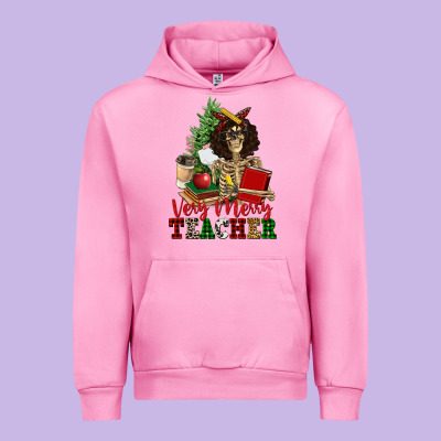 Very Merry Teacher Skeleton Urban Hoodie Designed By Nancycooperartshop
