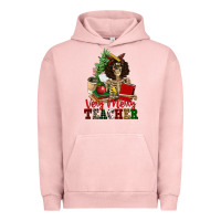 Pigment Salmon very merry teacher skeleton Urban Hoodie - NancyCooperArtShop