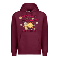 Burgundy great days start with iced coffee and gratitude Premium Hoodie - MaliasSmallBusiness