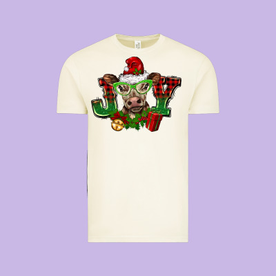 Christmas Joy Cow Vintage Tee Designed By Barkaloodesign