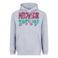 Heather Grey never give up Heavyweight Hoodie - JahusDesignShop