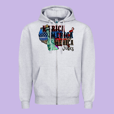 Merica Merica Merica Vibes 4th Of July Zipper Hoodie Designed By Cowgirlartshop
