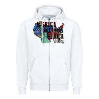 White Merica Merica Merica vibes 4th of july Zipper Hoodie - CowGirlArtShop