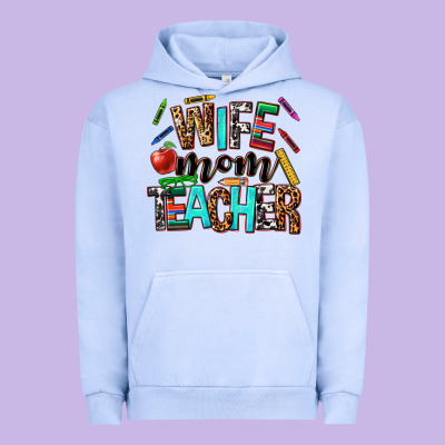 Wife Mom Teacher Urban Hoodie Designed By Nancycooperartshop