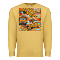 Antique Gold fall school bus seamless pattern Premium Sweatshirt - BundleAndBundleShop