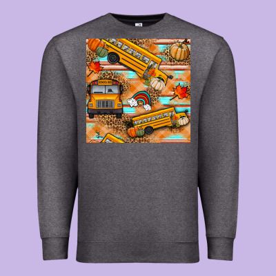 Fall School Bus Seamless Pattern Premium Sweatshirt Designed By Bundleandbundleshop