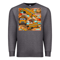 Charcoal Heather fall school bus seamless pattern Premium Sweatshirt - BundleAndBundleShop