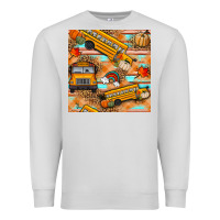 Dove Grey fall school bus seamless pattern Premium Sweatshirt - BundleAndBundleShop