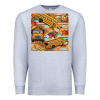 Heather Grey fall school bus seamless pattern Premium Sweatshirt - BundleAndBundleShop