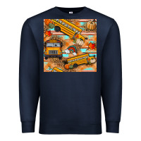 Navy fall school bus seamless pattern Premium Sweatshirt - BundleAndBundleShop