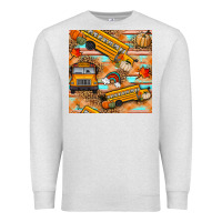Oatmeal Heather fall school bus seamless pattern Premium Sweatshirt - BundleAndBundleShop
