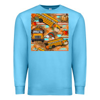 Ocean Blue fall school bus seamless pattern Premium Sweatshirt - BundleAndBundleShop