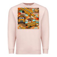 Pale Pink fall school bus seamless pattern Premium Sweatshirt - BundleAndBundleShop
