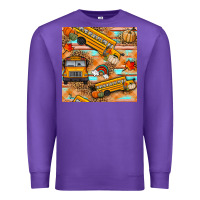 Purple fall school bus seamless pattern Premium Sweatshirt - BundleAndBundleShop