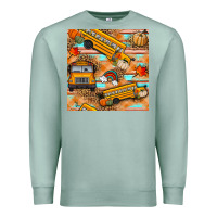 Seafoam fall school bus seamless pattern Premium Sweatshirt - BundleAndBundleShop
