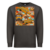 Smoke fall school bus seamless pattern Premium Sweatshirt - BundleAndBundleShop