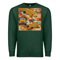 Sports Green fall school bus seamless pattern Premium Sweatshirt - BundleAndBundleShop
