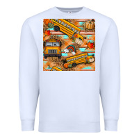 White fall school bus seamless pattern Premium Sweatshirt - BundleAndBundleShop