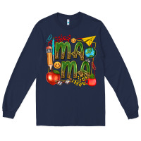 Navy mama teacher Long Sleeve Tee - texasbilliewilder