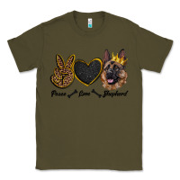 Army Green peace love shepherd Classic Tee - RanaPortraitStore