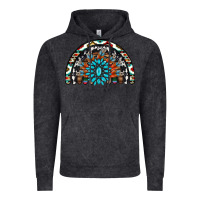 Vintage Black western turquoise aztec cowhide serape  rainbows Vintage Hoodie - AdoDesignShop