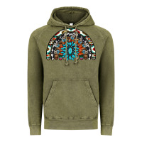 Vintage Olive western turquoise aztec cowhide serape  rainbows Vintage Hoodie - AdoDesignShop