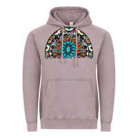 Western Turquoise Aztec Cowhide Serape  Rainbows Vintage Hoodie | Teevron