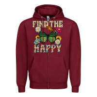 Burgundy Kind The Happy Zipper Hoodie - CowhideDigitalArt