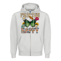 Dove Grey Kind The Happy Zipper Hoodie - CowhideDigitalArt