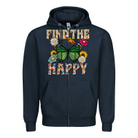 Navy Kind The Happy Zipper Hoodie - CowhideDigitalArt