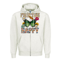 Oatmeal Heather Kind The Happy Zipper Hoodie - CowhideDigitalArt
