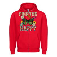 Red Kind The Happy Zipper Hoodie - CowhideDigitalArt