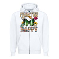White Kind The Happy Zipper Hoodie - CowhideDigitalArt