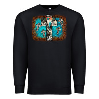 Black bull skull cross backgraund Premium Sweatshirt - JahusDesignShop