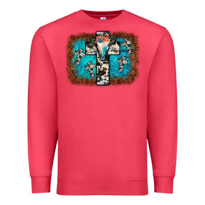 Bull Skull Cross Backgraund Premium Sweatshirt by JahusDesignShop | Teevron