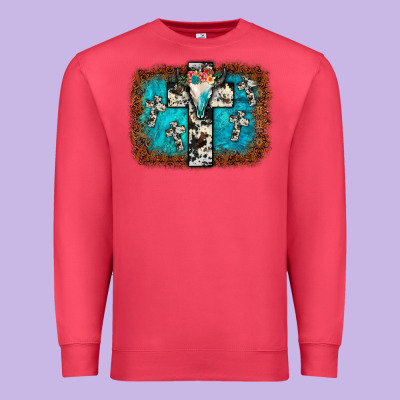 Bull Skull Cross Backgraund Premium Sweatshirt Designed By Jahusdesignshop