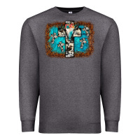 Charcoal Heather bull skull cross backgraund Premium Sweatshirt - JahusDesignShop