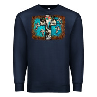Navy bull skull cross backgraund Premium Sweatshirt - JahusDesignShop