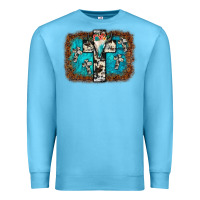 Ocean Blue bull skull cross backgraund Premium Sweatshirt - JahusDesignShop