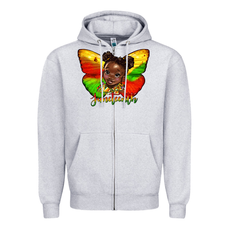Juneteenth Butterfly Black Girl Zipper Hoodie by HRA Design Shop | Teevron