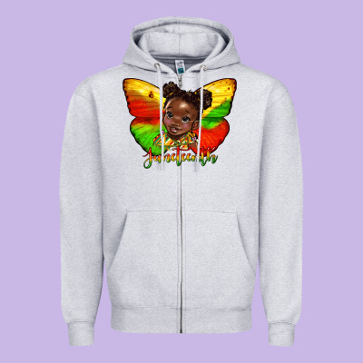Juneteenth Butterfly Black Girl Zipper Hoodie Designed By Hra Design Shop