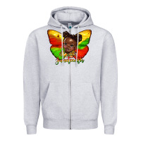 Heather Grey juneteenth butterfly black girl Zipper Hoodie - HRA Design Shop