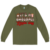 Army Green it s a baseball kinda day Long Sleeve Tee - Zillion Design Studio
