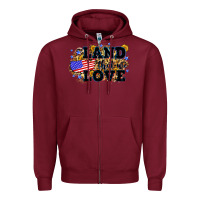 Burgundy Land that we love 4th of July Zipper Hoodie - Neo Western