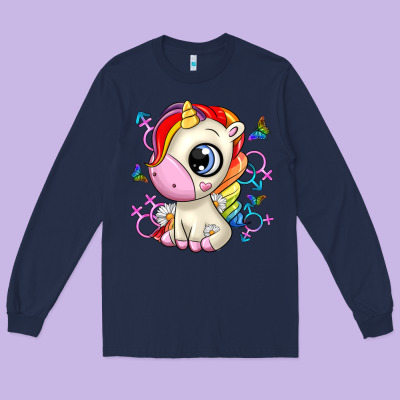 Unicorn Long Sleeve Tee Designed By Zillion Design Studio