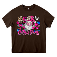 Chocolate Brown merry Christmas santa Heavy Core Tee - CowhideDigitalArt