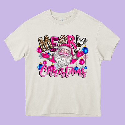 Merry Christmas Santa Heavy Core Tee Designed By Cowhidedigitalart