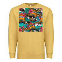 Antique Gold western school bus seamless pattern Premium Sweatshirt - BundleAndBundleShop